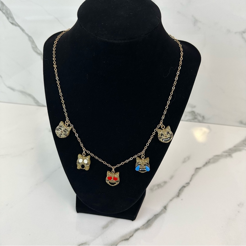 J Crew crewcuts glitter cat emoji necklace